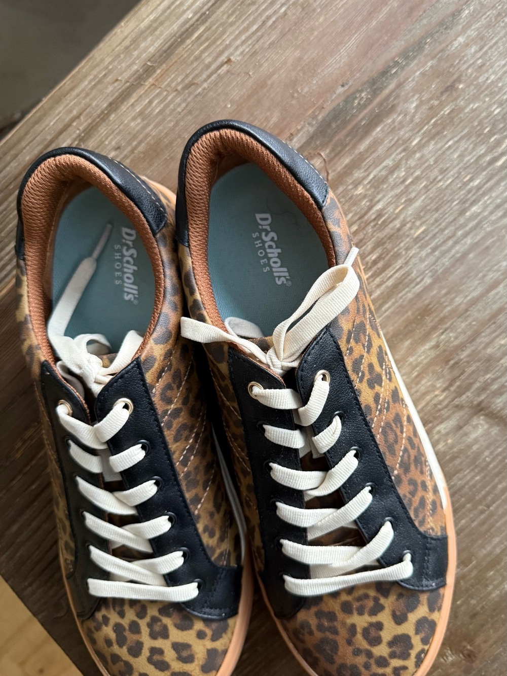 Dr. Scholl's Leopard Print Sneakers with black laces